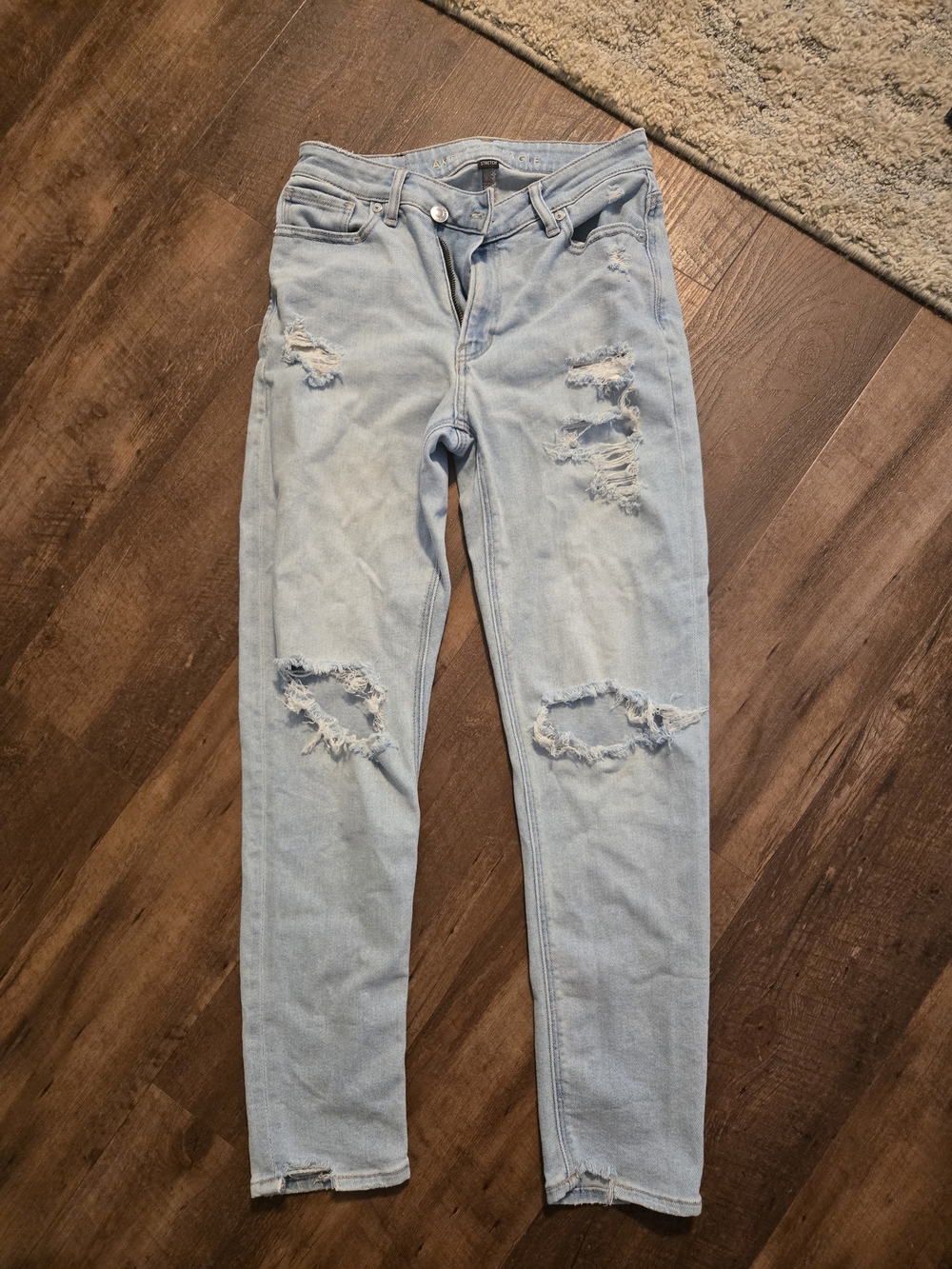 Good American Light Blue High-Rise Distressed Jeans